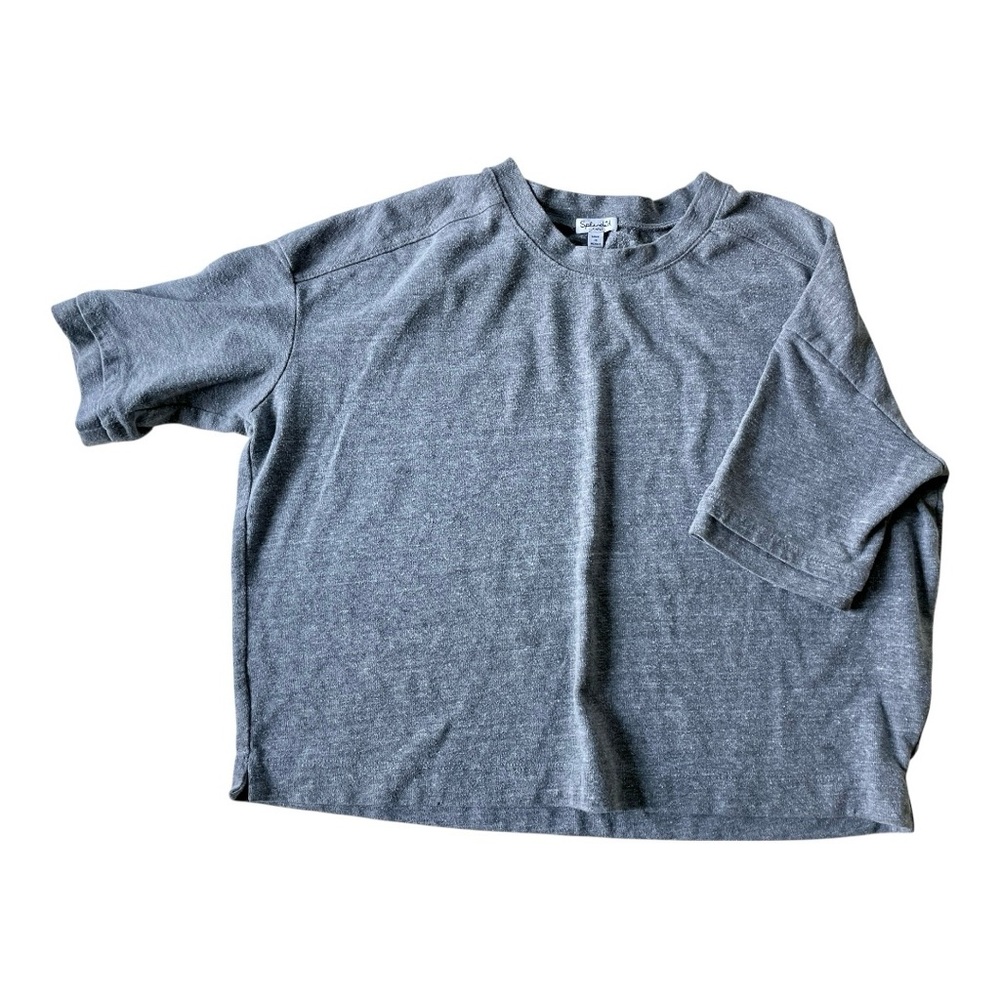 Splendid Heathered Gray Short Sleeve Tee Crew-Neck Thick and Comfy